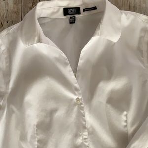 DONATED Jones NY V-neck Cotton Button Front Blouse Sz M